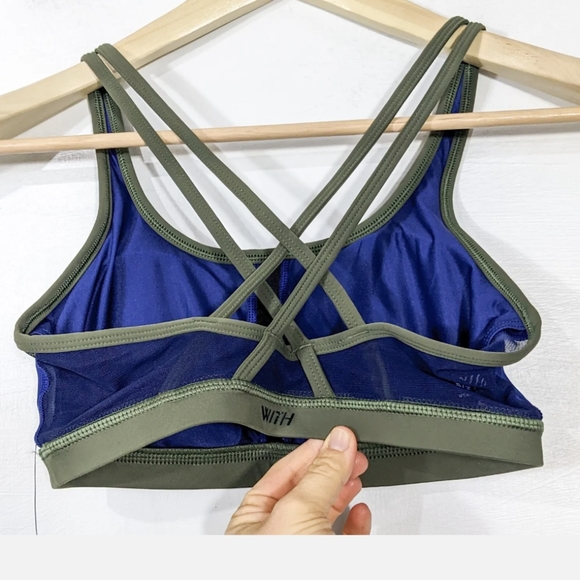 WEAR IT TO HEART Women's NWT Navy/Green Strappy Sports Bra Small - Picture 4 of 8